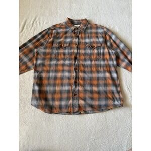 Red Head Brand Co. Long Sleeve‎ Orange Grey Flannel Button Up Shirt Mens Size XL